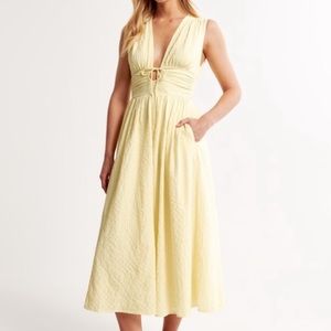 Abercrombie Seersucker Midi Dress Yellow size small petite